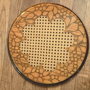 MCM vintage rattan acrylic lazy susan